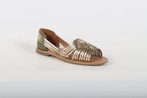 Ballerines Bout Ouvert Femme Reqins Deliza Metal Olive et Or