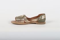 Ballerines Bout Ouvert Femme Reqins Deliza Metal Olive et Or