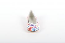 Ballerines femme Dorking 58357 Blanc à fleur Bleu/Rose