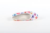 Ballerines femme Dorking 58357 Blanc à fleur Bleu/Rose