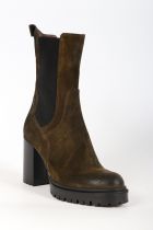 Bottines Femme Emanuele Crasto 55003  velour kaki vintage militare