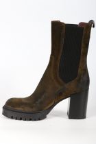 Bottines Femme Emanuele Crasto 55003  velour kaki vintage militare