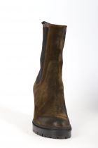 Bottines Femme Emanuele Crasto 55003  velour kaki vintage militare