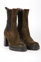 Bottines Femme Emanuele Crasto 55003  velour kaki vintage militare