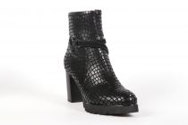 Bottines Femme Mam\'zelle Uga Croco Noir et Velours Noir