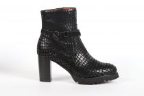 Bottines Femme Mam\'zelle Uga Croco Noir et Velours Noir