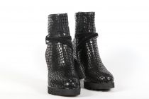 Bottines Femme Mam\'zelle Uga Croco Noir et Velours Noir