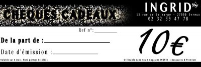 CHEQUE CADEAU d\'une valeur de 10�