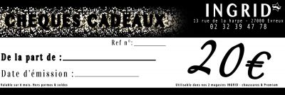 CHEQUE CADEAU d\'une valeur de 20�