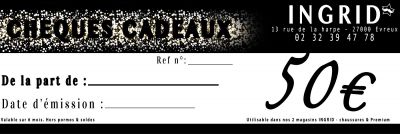 CHEQUE CADEAU d\'une valeur de 50�