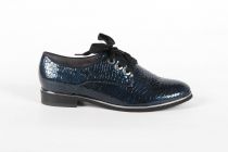 Derbies Femme Fugitive Herne Crolief (Vernis crack) Navy