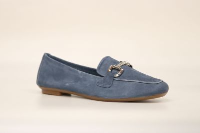 Mocassins Femme Reqins TT-10688 Hamilton Cuir Velours Blu Jeans